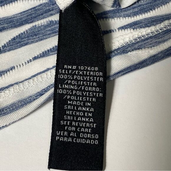 Chetta B Blue & white Striped Textured Sleveless Fit & Flare Dress Womens Size 6 - Picture 3 of 16